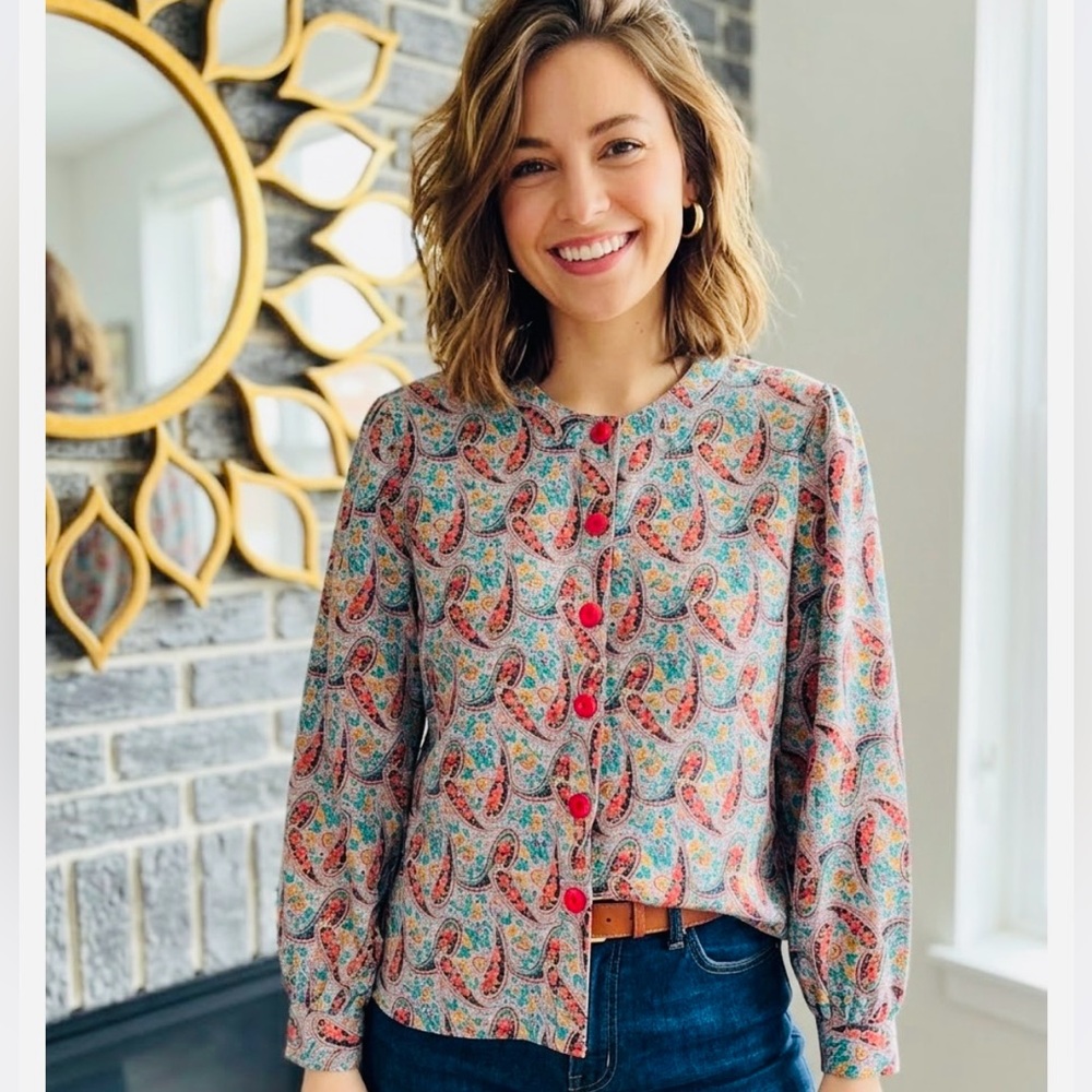 Vintage Multicolor Paisley Blouse